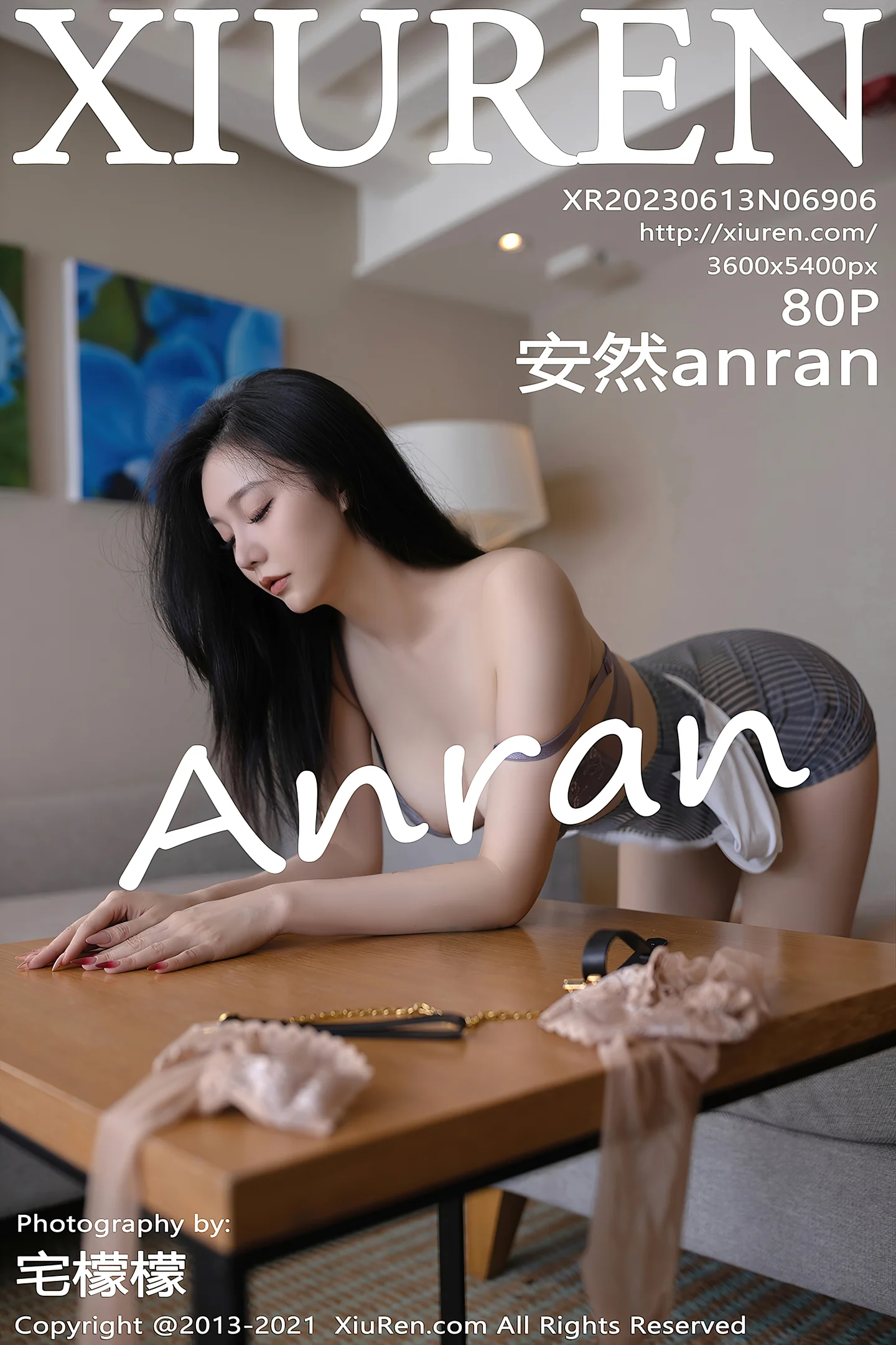 [XiuRen秀人网]No.6906_模特安然anran性感蓝灰蕾丝内衣配原色丝袜秀曼妙身姿诱惑写真80P-秀人网 - XiuRen.Xyz